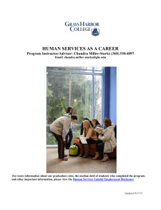 HUMAN SERVICES AS A CAREER Program Instructor/Advisor: Chandra Miller-Starks (360) 538-4097