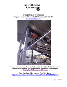 WELDING AS A CAREER Program Instructor/Advisor: Rod McDonald, (360) 538-4125