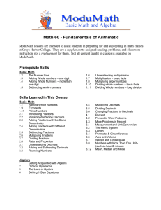 Math 60 - Fundamentals of Arithmetic