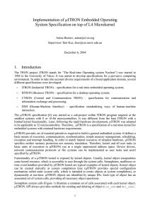 Implementation of µITRON Embedded Operating 1. Introduction