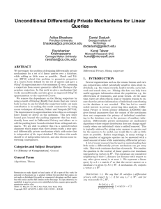 Unconditional Differentially Private Mechanisms for Linear Queries