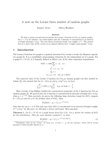 A note on the Lov´ asz theta number of random graphs