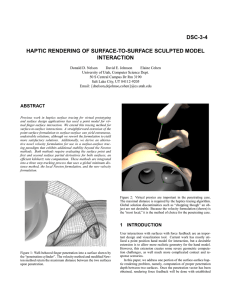 DSC-3-4 HAPTIC RENDERING OF SURFACE-TO-SURFACE SCULPTED MODEL INTERACTION