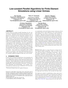 Low-constant Parallel Algorithms for Finite Element Simulations using Linear Octrees Hari Sundar