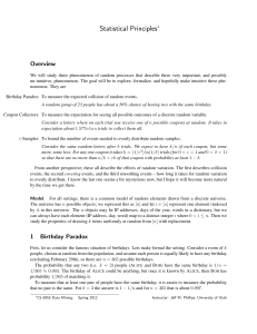 Statistical Principles Overview ∗