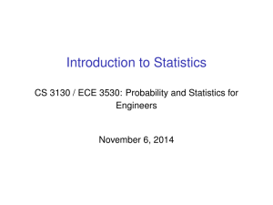 Introduction to Statistics Engineers November 6, 2014