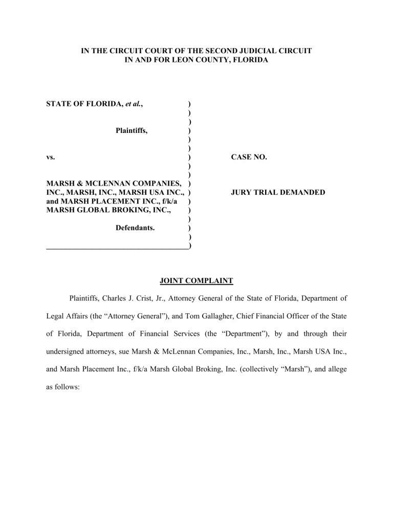 IN THE CIRCUIT COURT OF THE SECOND JUDICIAL CIRCUIT Et Al 