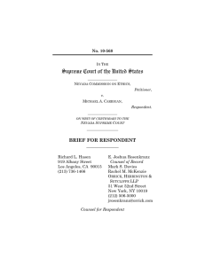 Supreme Court of the United States BRIEF FOR RESPONDENT