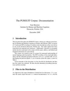 The PURSUIT Corpus: Documentation 1 Introduction Nate Blaylock