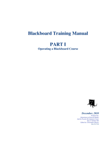 Blackboard Training Manual  PART I Operating a Blackboard Course