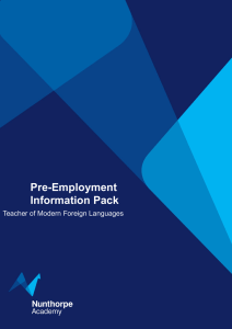 Pre-Employment Information Pack  Teacher of Modern Foreign Languages