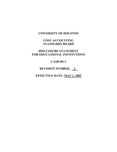 UNIVERSITY OF HOUSTON COST ACCOUNTING STANDARDS BOARD