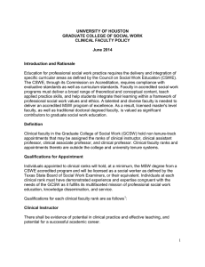 UNIVERSITY OF HOUSTON GRADUATE COLLEGE OF SOCIAL WORK CLINICAL FACULTY POLICY