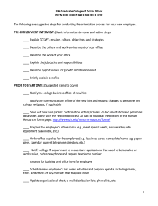 UH Graduate College of Social Work NEW HIRE ORIENTATION CHECK LIST