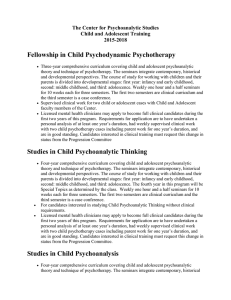 Fellowship in Child Psychodynamic Psychotherapy The Center for Psychoanalytic Studies