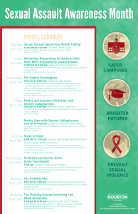 Sexual Assault Awareness Month events schedule Monday April 4th