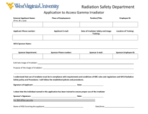Radiation Safety Department Application to Access Gamma Irradiator