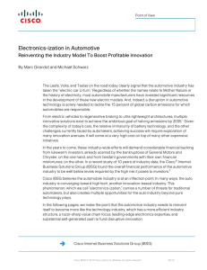 Electronics-ization in Automotive Reinventing the Industry Model To Boost Profitable Innovation