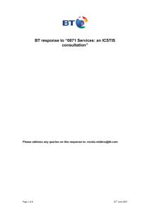 BT response to “0871 Services: an ICSTIS consultation”