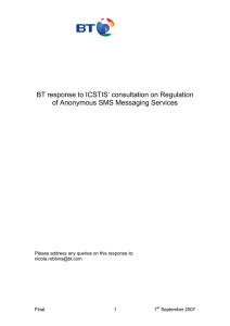 BT response to ICSTIS’ consultation on Regulation