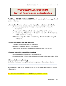 WKU COLONNADE PROGRAM Ways of Knowing and Understanding
