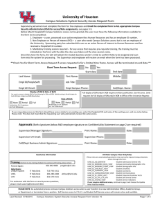 University of Houston Campus Solutions System Security Access Request Form