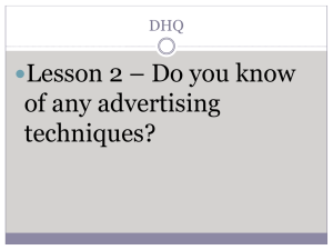 Lesson 2 – Do you know of any advertising techniques? 
