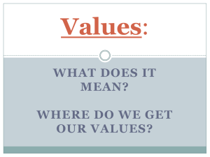 Values WHAT DOES IT MEAN? WHERE DO WE GET