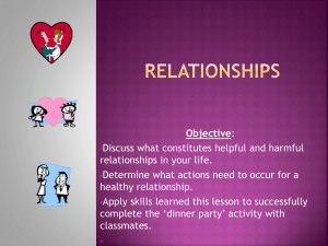 Objective Discuss what constitutes helpful and harmful relationships in your life.