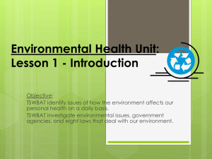 Environmental Health Unit: Lesson 1 - Introduction