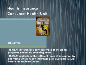 Objectives: TSWBAT differentiate between types of insurance