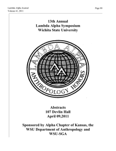 13th Annual Lambda Alpha Symposium Wichita State University Abstracts
