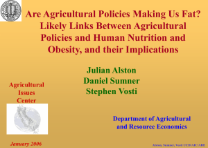 Are Agricultural Policies Making Us Fat? Likely Links Between Agricultural