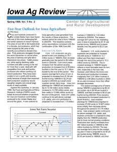 Iowa Ag Review C Five-Year Outlook for Iowa Agriculture
