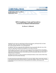 RFS Compliance Costs and Incentives to Invest in Ethanol Infrastructure