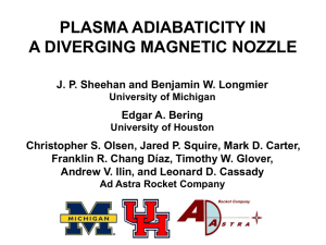 PLASMA ADIABATICITY IN A DIVERGING MAGNETIC NOZZLE