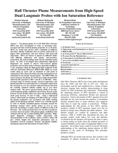 Hall Thruster Plume Measurements from High-Speed