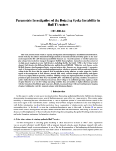 Parametric Investigation of the Rotating Spoke Instability in Hall Thrusters IEPC-2011-242