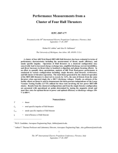 Performance Measurements from a Cluster of Four Hall Thrusters  IEPC-2007-177
