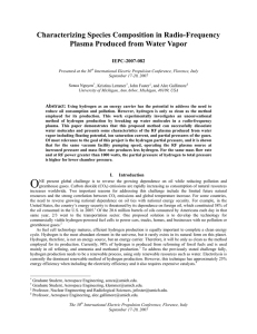 Characterizing Species Composition in Radio-Frequency Plasma Produced from Water Vapor IEPC-2007-082