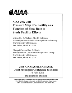 Pressure Map of a Facility as a Study Facility Effects AIAA-2002-3815