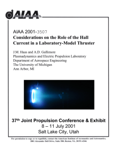 AIAA 2001- 3507 Considerations on the Role of the Hall