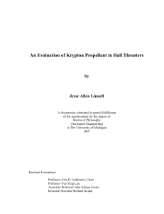 An Evaluation of Krypton Propellant in Hall Thrusters  by Jesse Allen Linnell