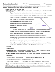 English 9 Midterm Review Sheet  Midterm Date:____________________ Location:__________