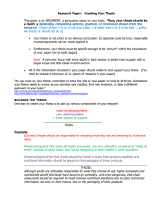 Research Paper:   Creating Your Thesis a claim: a