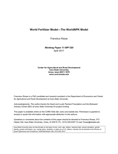 World Fertilizer Model—The WorldNPK Model Francisco Rosas April 2011