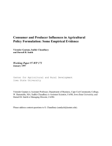 Consumer and Producer Influences in Agricultural Policy Formulation: Some Empirical Evidence