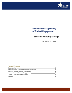 Community College Survey of Student Engagement  El Paso Community College