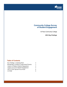Community College Survey of Student Engagement Table of Contents