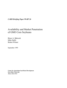 Availability and Market Penetration of GMO Corn Soybeans